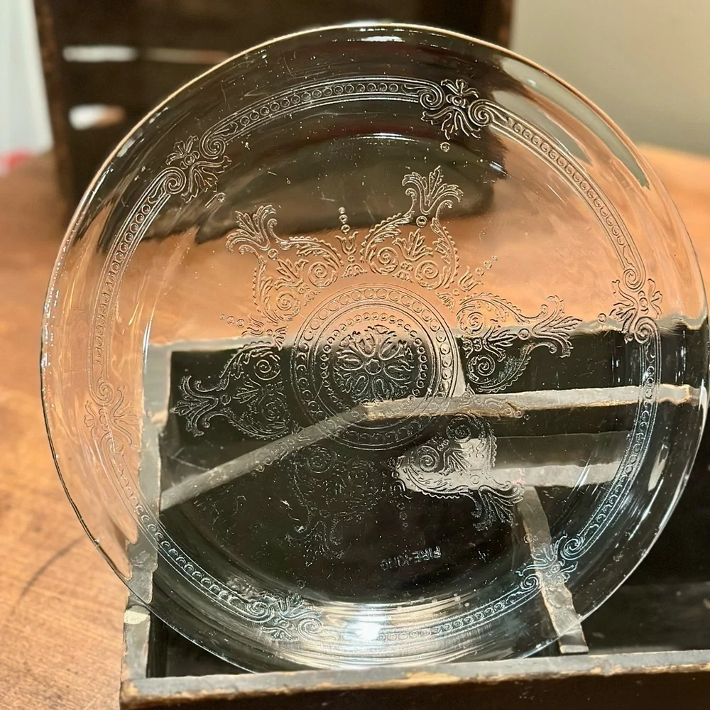 Vintage Fire King Clear Ornate Pie Plate